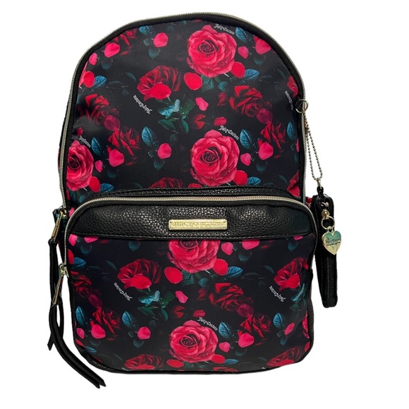 Juicy Couture Handbags - NWT Juicy Couture Petal Rose Black Word Play Mini Backpack with Coin Purse